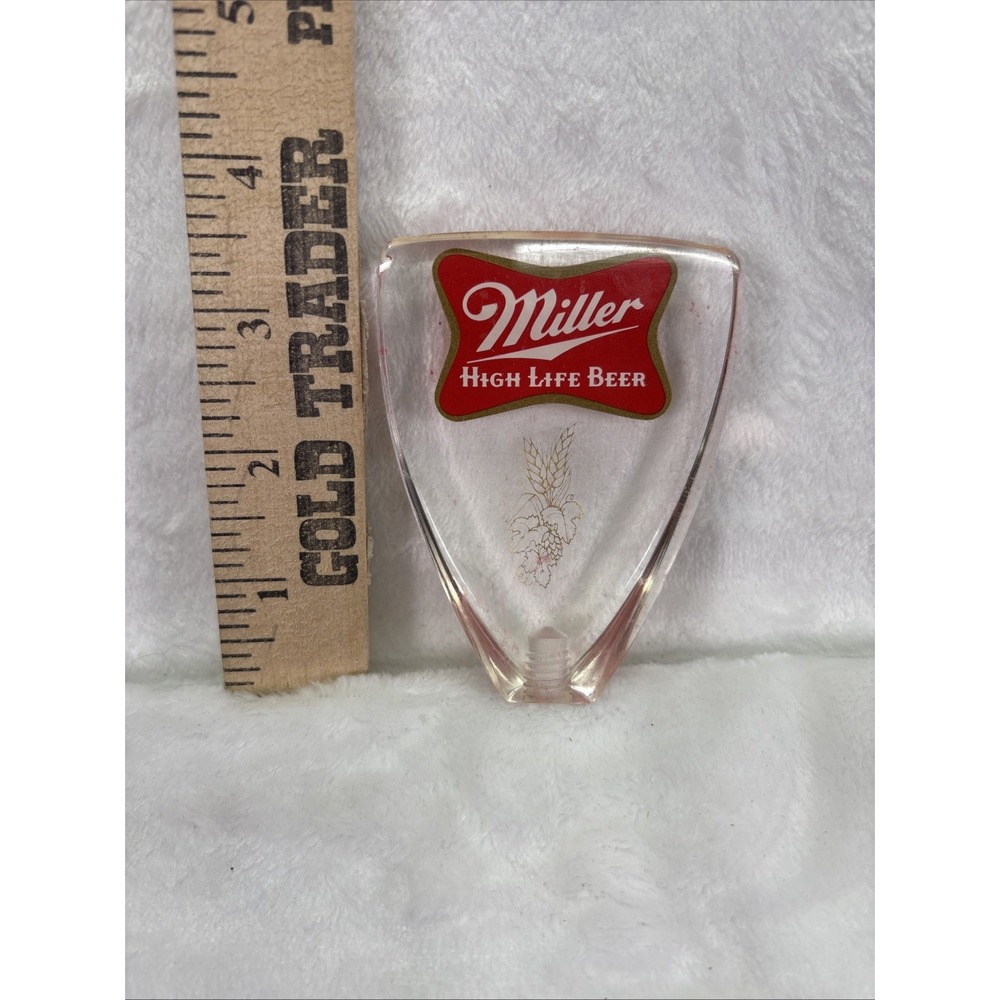 Vintage MILLER HIGH LIFE Beer Lucite Clear Acrylic Beer Tap Handle Knob - Picture 3 of 4